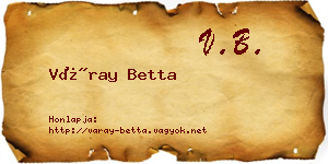 Váray Betta névjegykártya